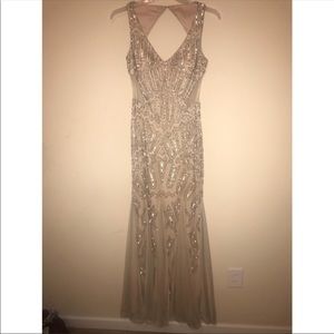 Adrianna Papell Gold Sequin Floor Length Dress